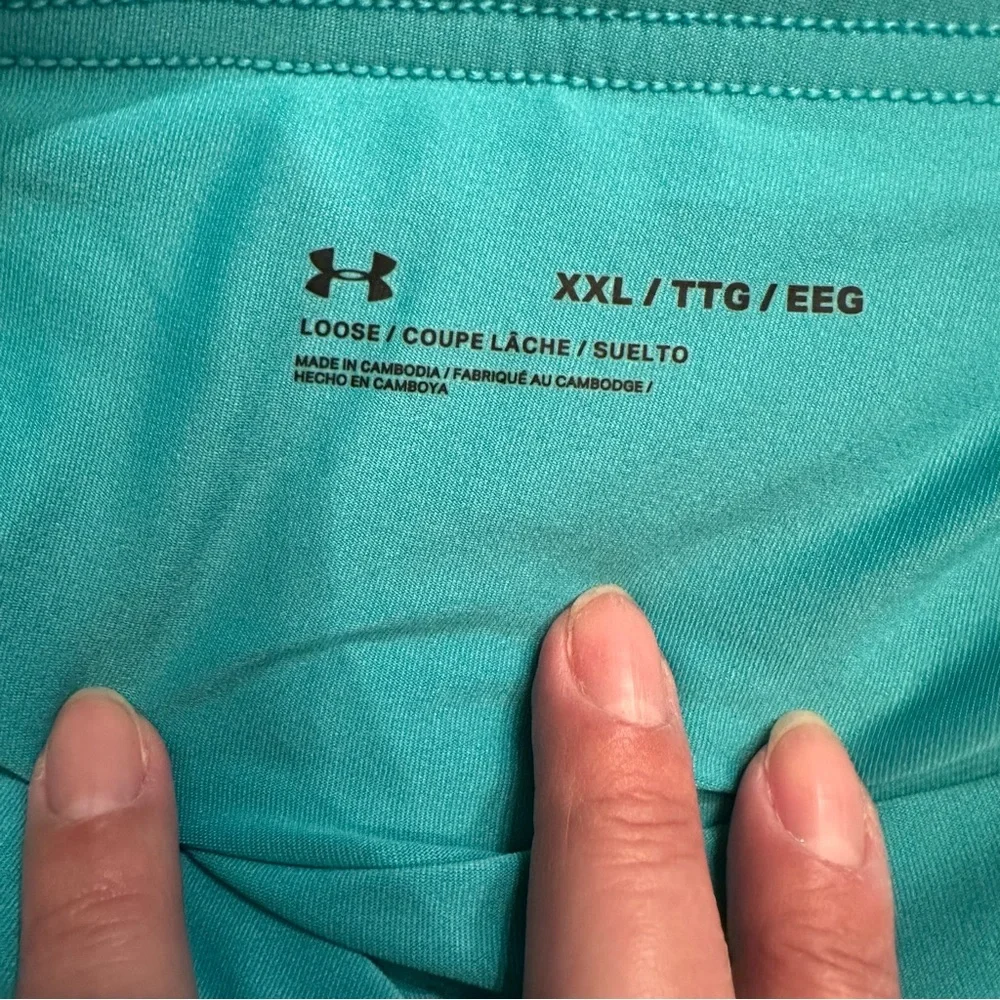 Under Armour Play Up 2-in-1 Women’s Athletic Training Shorts XXL Neptune Green - Picture 3 of 9